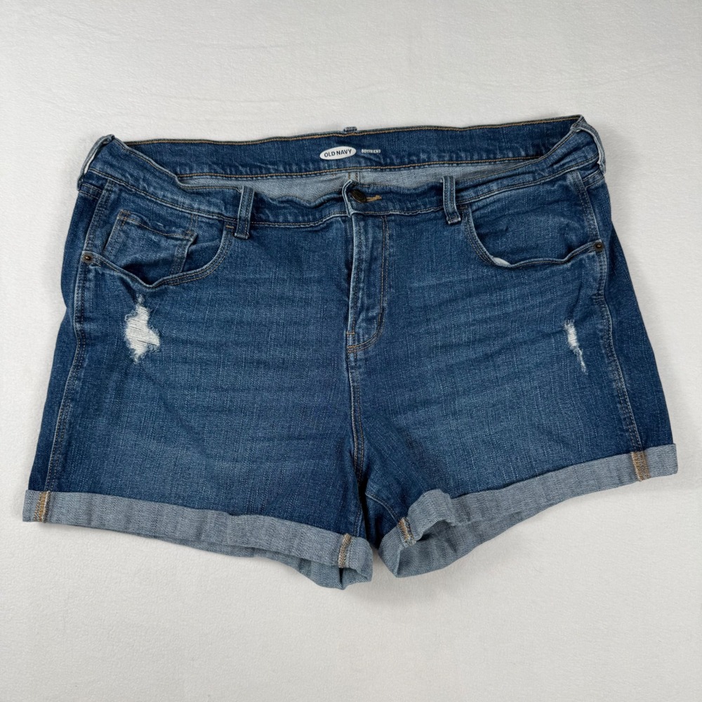 Old Navy Boyfriend Jean Shorts 16 Blue Distressed Cuffed Y2K Minimalist Summer